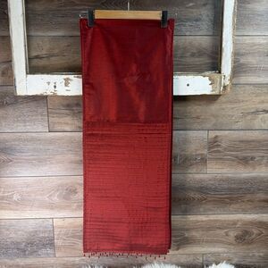 HOME ESSENTIALS Bead Fringe Table Runner Burgundy Maroon Red 68” Length